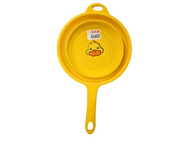 Yellow plastic strainer