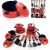 12-piece red and black toy kitchen playset. 