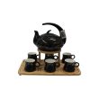 7-piece tea set with a bamboo base