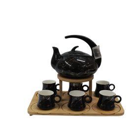 7-piece tea set with a bamboo base
