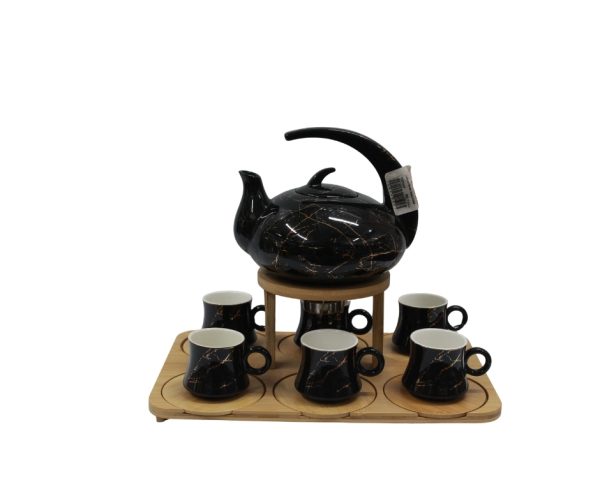 7-piece tea set with a bamboo base