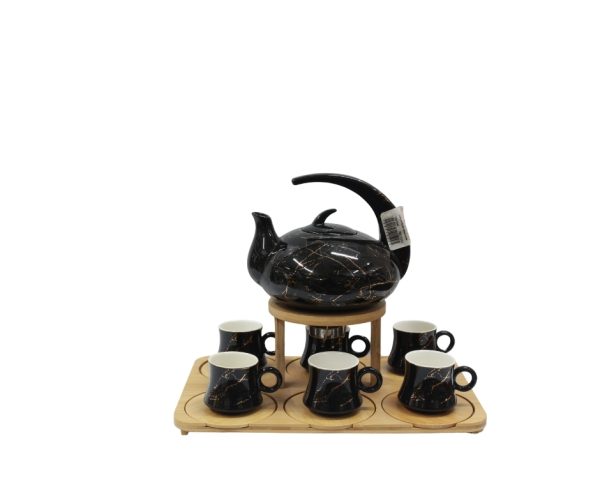 7-piece tea set with a bamboo base
