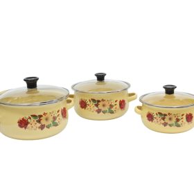 3-piece enamel casserole set. 