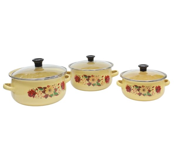 3-piece enamel casserole set. 