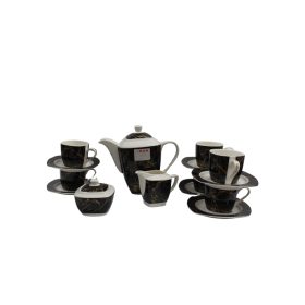 Tea set with a black and gold design
