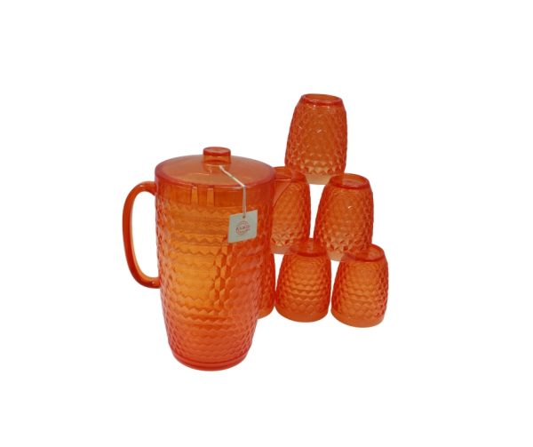 orange plastic water jug set