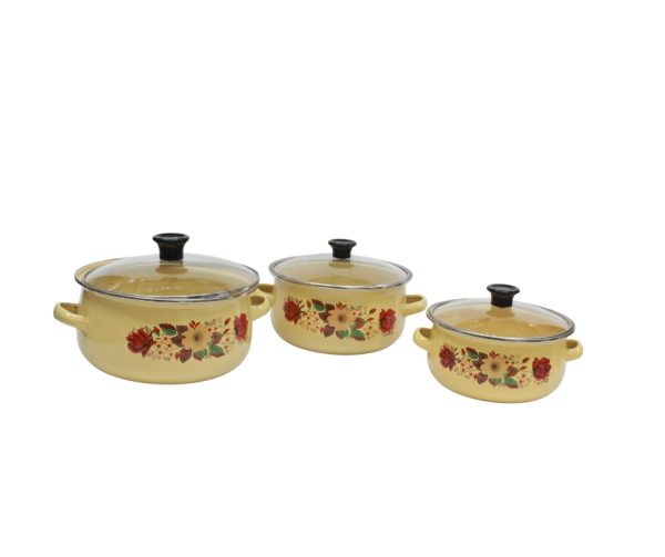 3-piece enamel casserole set. 