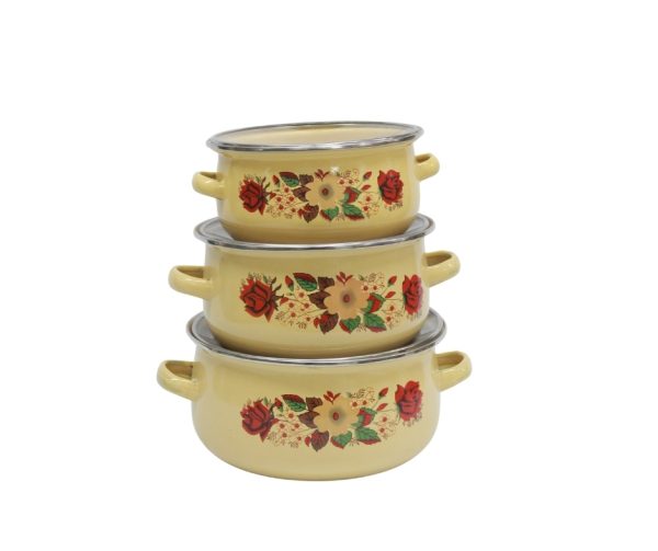3-piece enamel casserole set. 