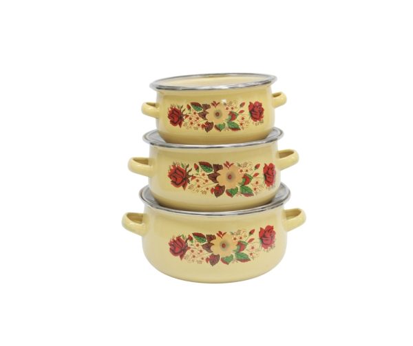 3-piece enamel casserole set. 