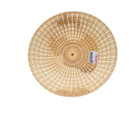 Round rattan wall decor piece.