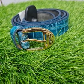 Crocodile textured leather belt