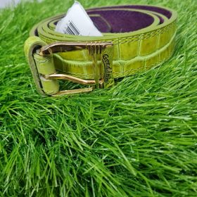 Crocodile textured leather belt