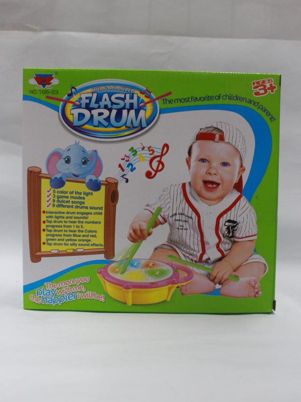 The Zaprap Musical Flash Drum features flashing lights, lively music, and a colorful design—perfect for engaging toddlers in rhythmic play and promoting coordination!
