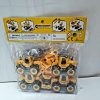 Set of Four Friction-powered construction toy trucks. 