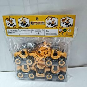Set of Four Friction-powered construction toy trucks. 