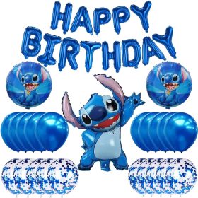 Stitch-themed birthday balloon set.