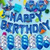 Stitch-themed birthday balloon set.