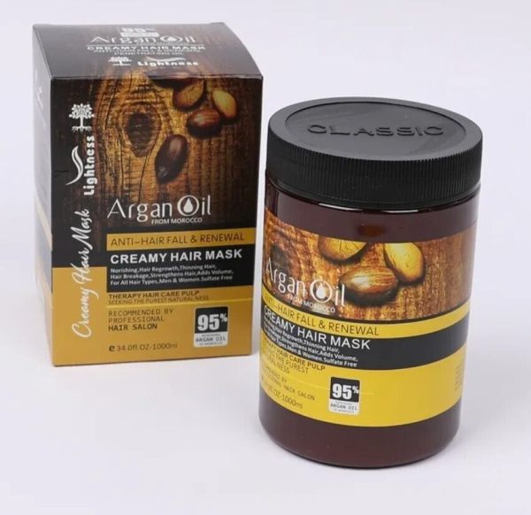 This Keratin Argan Oil Anti-Hair Fall & Renewal Hair Mask is a luxurious, creamy treatment designed to repair and rejuvenate your hair. Enriched with keratin and argan oil, it strengthens hair, reduces breakage, and promotes healthier growth. Ideal for all hair types, this 1kg mask restores shine, softness, and vitality.