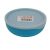 Round, light blue plastic container