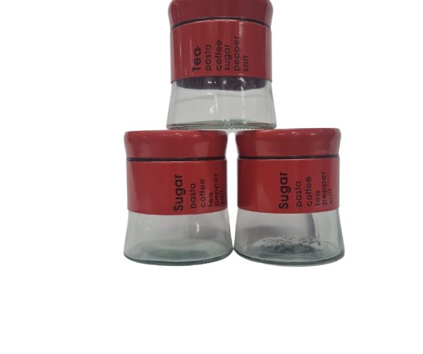 Red Three Glass Jar