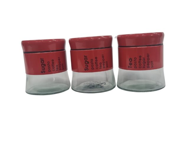 Red Three Glass Jar