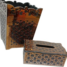 Wooden Tissue Box & Trash Bin