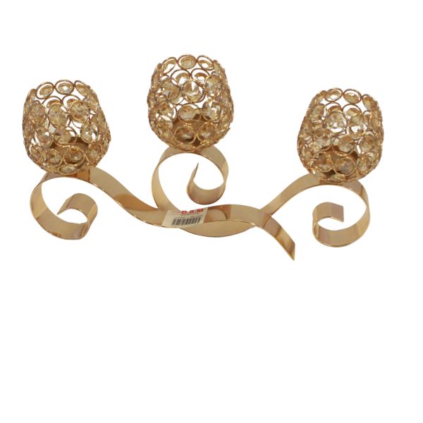 VINCIGANT Gold Crystal Candle Holders